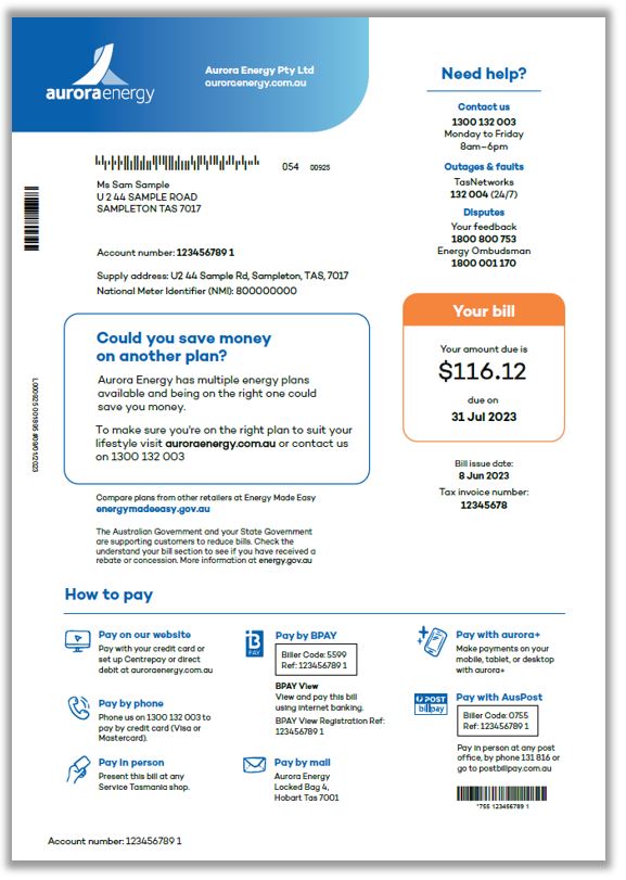 Understanding your bill Aurora Energy